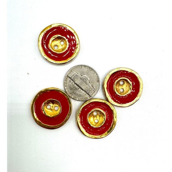 Bright Red and Gold Buttons (4) - Picture 3 of 3